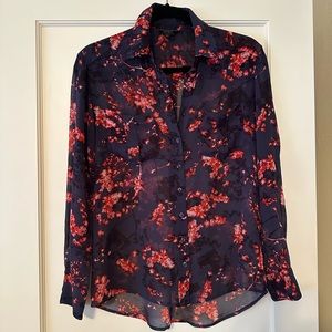 Guess Button up Blouse - Cherry Blossom Pattern - Size XS